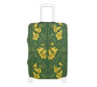 KLL William Morris Yellow Elder Flowers Green Elastic protective luggage covers Scratchproof suitcase cover Baggage Protector Fit 18-32 Inch Luggage, William Morris Yellow Elder flowers green, S 18-20