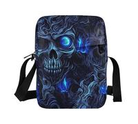 KLL Witchy Skull Blue Neon Eyes small messenger bag for women Vegan Leather Small Crossbody Bags For Women Shopping Lady Shoulder Handbags