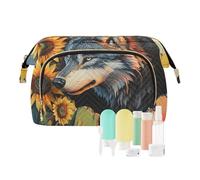 KLL Wolf Breaking Through The Wall Makeup Bag Essentials Large Makeup Bag Jewelry pouching for Capacity Travel Cosmetic