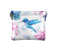 KLL Women PU Leather Coin Purse Cute Card Key Organizer for Mothers Sister, Floral Orchid Kingfisher Flower, Floral Orchid Kingfisher Flower, 4.33"(L) x 3.74"(W) x 0.39"(H), Print