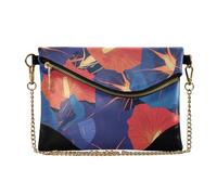 KLL Women PU Wristlet Purses Clutch Casual Evening Purses for Wedding Red Indigo Morning Glory Abstract Flowers