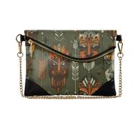 KLL Women PU Wristlet Purses Clutch Zipper Foldover Purses And Handbags for Party Afro Arrow Soft Green Orange