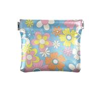 KLL Women's Leather Coin Purse Wallet Unique Personal Items Organizer for Men Women Travel, Retro Flowers Social Media, Retro Flowers Social Media, 4.33"(L) x 3.74"(W) x 0.39"(H), Print