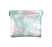 KLL Women's Small Leather Coin Purse Wallet Cute Card Key Organizers for Women, Fish Cartoon Footprints White Pink, Fish Cartoon Footprints White Pink, 4.33"(L) x 3.74"(W) x 0.39"(H), Print