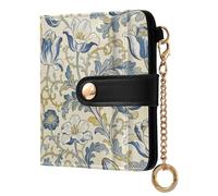 KLL Yellow and Blue Tulips William Morris Ladies Lightweight Foldable Wallet Cute Minimalist PU Leather Wallet for Women Girls