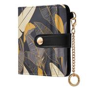 KLL Yellow Gray Banana Leaf Gray Women's Leather Folding Wallet Fancy Premium PU Leather Wallet for Men Women Travel