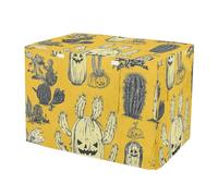 KLL Yellow Halloween Evil Cactus Cover for Dog Crate Privacy Wire Cage Cover Dog Crate Curtains 48 Inch