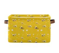 KLL Yellow Honeybee Flower storage baskets, folding and waterproof baskets for organizing with sturdy handle bins rope rope 2 Piecing for laundry room laundry room blanket