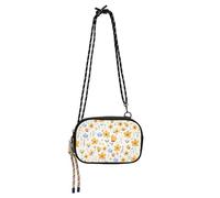 KLL Yellow Little Fresh Flower Bloom West Crossbody Purse for Men Practical with Credit Card Slots Handbags Take a walk