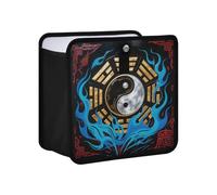 KLL Yin Yang Blue Fire Hanging Foldable Foldable Trash can Hanging Garbage can for car Trash bin for SUV, Truck & Minivan