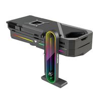 KLLsmDesign Height Adjustable RGB GPU Support with Integrated Temperature Display, 3PIN 5V PC Graphics Card Stand Holder, Anti Sag Bracket & Magnetic Base