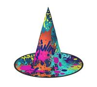 KLLTYHMU 3 Pcs Halloween Witch Hats Colorful Spray Pattern Witches Hat Mens Womens Floating Hats Costume Accessories Halloween Decorations For Porch Yard Indoor Outdoor Decor Party Supplies