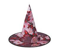 KLLTYHMU 3 Pcs Halloween Witch Hats Pink Plum Blossom Witches Hat Mens Womens Floating Hats Costume Accessories Halloween Decorations For Porch Yard Indoor Outdoor Decor Party Supplies
