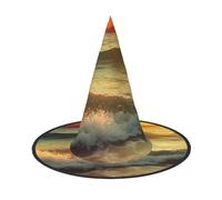 KLLTYHMU 3 Pcs Halloween Witch Hats Waves Sunset Witches Hat Mens Womens Floating Hats Costume Accessories Halloween Decorations For Porch Yard Indoor Outdoor Decor Party Supplies