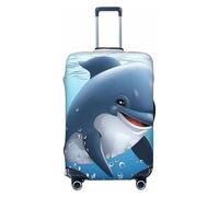 KLLTYHMU Baby Dolphin Luggage Suitcase Covers Elastic Washable Travel Luggage Protector Anti Scratch Travel Suitcase Protective Cover For Kid And Adult, Fits 18-32 Inch Luggage, Black, Small