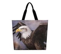 KLLTYHMU Bald Eagle Tote Bag Large Women Casual Shoulder Bag Reusable Grocery Bag Fasion Handbag for Office Shopping Travel