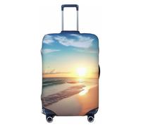 KLLTYHMU Beach Sunset Tranquil Luggage Suitcase Covers Elastic Washable Travel Luggage Protector Anti Scratch Travel Suitcase Protective Cover For Kid And Adult, Fits 18-32 Inch Luggage, Black, M