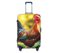 KLLTYHMU Beautiful Rooster Hen Luggage Suitcase Covers Elastic Washable Travel Luggage Protector Anti Scratch Travel Suitcase Protective Cover For Kid And Adult, Fits 18-32 Inch Luggage, Black, M