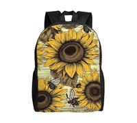 KLLTYHMU Bees Sunflower Travel Laptop Backpack Waterproof Lightweight Cute Backpack For Women Men Casual Daypack