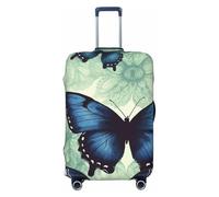 KLLTYHMU Blue Butterfly Pattern Luggage Suitcase Covers Elastic Washable Travel Luggage Protector Anti Scratch Travel Suitcase Protective Cover For Kid And Adult, Fits 18-32 Inch Luggage, Black, XL