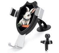 KLLTYHMU Car Phone Mount Stand Non-Slip Ultra Stable Cell Phone Holder Hands Free Rabbit Holding A Carrot Car Phone Holder Universal Fit Automobile Clamp Cradle Compatible with Most Cell Phones