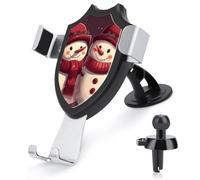 KLLTYHMU Car Phone Mount Stand Non-Slip Ultra Stable Cell Phone Holder Hands Free Two Red Snowmen Car Phone Holder Universal Fit Automobile Clamp Cradle Compatible with Most Cell Phones