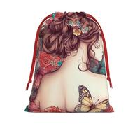 KLLTYHMU Christmas Drawstring Gift Bags Beautiful Girl Custom Christmas h Goody Sweet Treat Candy Bags (Large Medium Small)