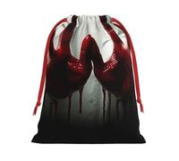 KLLTYHMU Christmas Drawstring Gift Bags Bloody HandsXmas Wrapping Bag Christmas Party Favor Pouch Goody Sweet Treat Candy Bag (Large Medium Small)