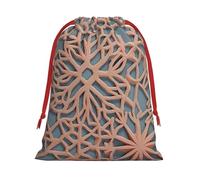 KLLTYHMU Christmas Drawstring Gift Bags Coral Coloured PatternsXmas Wrapping Bag Christmas Party Favor Pouch Goody Sweet Treat Candy Bag (Large Medium Small)