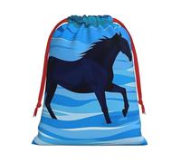 KLLTYHMU Christmas Drawstring Gift Bags Cross The River On Horseback Christmas h Goody Sweet Treat Candy Bags (Large Medium Small)