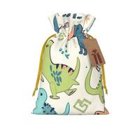 KLLTYHMU Christmas Drawstring Gift Bags Cute Dinosaur Reusable Christmas Wrapping Bag W/Tags Xmas Treat Pouch Goody Bags Candy Treat Bag For Xmas Holiday Presents Party Favor 4.7x6.9 Inch