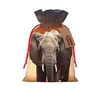 KLLTYHMU Christmas Drawstring Gift Bags Cute Wild Elephant Reusable Christmas Wrapping Bag W/Tags Xmas Treat Pouch Goody Bags Candy Treat Bag For Xmas Holiday Presents Party Favor 4.7x6.9 Inch