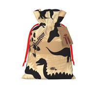 KLLTYHMU Christmas Drawstring Gift Bags Dinosaur Silhouette Reusable Christmas Wrapping Bag W/Tags Xmas Treat Pouch Goody Bags Candy Treat Bag For Xmas Holiday Presents Party Favor 4.7x6.9 Inch