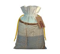 KLLTYHMU Christmas Drawstring Gift Bags Fishing Nets Reusable Christmas Wrapping Bag W/Tags Xmas Treat Pouch Goody Bags Candy Treat Bag For Xmas Holiday Presents Party Favor 4.7x6.9 Inch