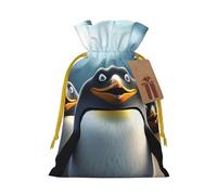 KLLTYHMU Christmas Drawstring Gift Bags Funny Penguins Reusable Christmas Wrapping Bag W/Tags Xmas Treat Pouch Goody Bags Candy Treat Bag For Xmas Holiday Presents Party Favor 8.3x11.8 Inch