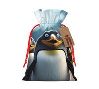 KLLTYHMU Christmas Drawstring Gift Bags Funny Penguins Reusable Christmas Wrapping Bag W/Tags Xmas Treat Pouch Goody Bags Candy Treat Bag For Xmas Holiday Presents Party Favor 4.7x6.9 Inch