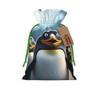 KLLTYHMU Christmas Drawstring Gift Bags Funny Penguins Reusable Christmas Wrapping Bag W/Tags Xmas Treat Pouch Goody Bags Candy Treat Bag For Xmas Holiday Presents Party Favor 8.3x11.8 Inch