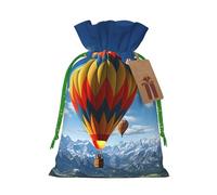 KLLTYHMU Christmas Drawstring Gift Bags Hot Air Balloon Reusable Christmas Wrapping Bag W/Tags Xmas Treat Pouch Goody Bags Candy Treat Bag For Xmas Holiday Presents Party Favor 4.7x6.9 Inch