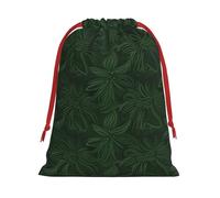 KLLTYHMU Christmas Drawstring Gift Bags Hunter Green Floral Petals Pattern Xmas Wrapping Bags Christmas Party Favor Pouch Goody Sweet Treat Candy Bags (Large Medium Small)