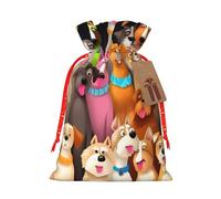 KLLTYHMU Christmas Drawstring Gift Bags Many Cute Dogs Reusable Christmas Wrapping Bag W/Tags Xmas Treat Pouch Goody Bags Candy Treat Bag For Xmas Holiday Presents Party Favor 8.3x11.8 Inch