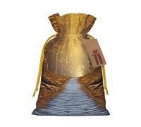 KLLTYHMU Christmas Drawstring Gift Bags Pathway Reusable Christmas Wrapping Bag W/Tags Xmas Treat Pouch Goody Bags Candy Treat Bag For Xmas Holiday Presents Party Favor 4.7x6.9 Inch