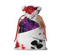 KLLTYHMU Christmas Drawstring Gift Bags Polygonal Playing Cards Reusable Christmas Wrapping Bag W/Tags Xmas Treat Pouch Goody Bags Candy Treat Bag For Xmas Holiday Presents Party Favor 8.3x11.8 Inch
