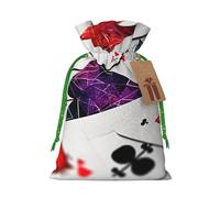 KLLTYHMU Christmas Drawstring Gift Bags Polygonal Playing Cards Reusable Christmas Wrapping Bag W/Tags Xmas Treat Pouch Goody Bags Candy Treat Bag For Xmas Holiday Presents Party Favor 8.3x11.8 Inch