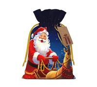KLLTYHMU Christmas Drawstring Gift Bags Santa On Sleigh Reusable Christmas Wrapping Bag W/Tags Xmas Treat Pouch Goody Bags Candy Treat Bag For Xmas Holiday Presents Party Favor 4.7x6.9 Inch