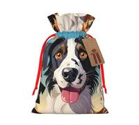 KLLTYHMU Christmas Drawstring Gift Bags The Dog Breed Reusable Christmas Wrapping Bag W/Tags Xmas Treat Pouch Goody Bags Candy Treat Bag For Xmas Holiday Presents Party Favor 8.3x11.8 Inch