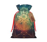 KLLTYHMU Christmas Drawstring Gift Bags Tree Of Life Space Icon Reusable Christmas Wrapping Bag W/Tags Xmas Treat Pouch Goody Bags Candy Treat Bag For Xmas Holiday Presents Party Favor 4.7x6.9 Inch