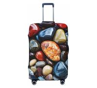 KLLTYHMU Color Stones Hippie Luggage Suitcase Covers Elastic Washable Travel Luggage Protector Anti Scratch Travel Suitcase Protective Cover For Kid And Adult, Fits 18-32 Inch Luggage, Black, Medium