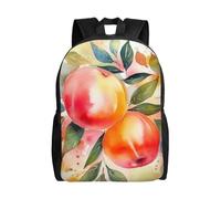 KLLTYHMU Colorful Peach Watercolor Design Travel Laptop Backpack Waterproof Lightweight Cute Backpack For Women Men Casual Daypack
