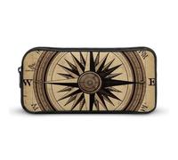 KLLTYHMU Compass Wind Road Map Pencil Case Pen Bag Large Capacity Cute Pencil Pouch Makeup Cosmetic Bag for Women Men