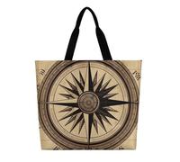 KLLTYHMU Compass Wind Road Map Tote Bag Large Women Casual Shoulder Bag Reusable Grocery Bag Fasion Handbag for Office Shopping Travel